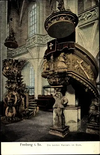 Ak Freiberg im Kreis Mittelsachsen, Ansicht der beiden Kanzeln im Dom