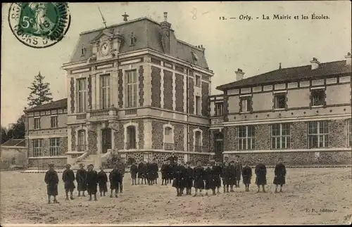 Ak Orly Val de Marne, La Mairie et les Ecoles