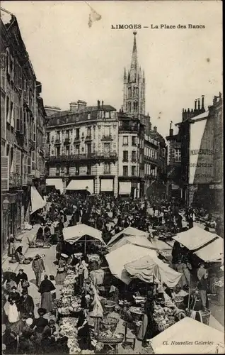 Ak Limoges Haute Vienne, La Place des Bancs
