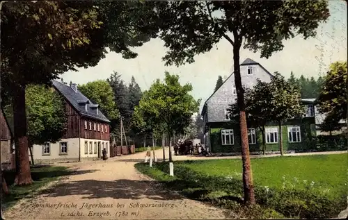 Ak Schwarzenberg im Erzgebirge Sachsen, Jägerhaus, Straßenpartie