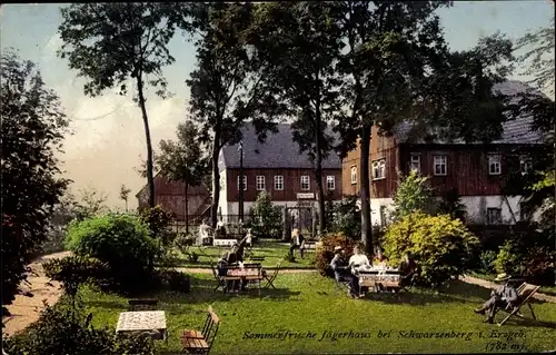 Ak Schwarzenberg im Erzgebirge Sachsen, Jägerhaus, Sommerfrische, Garten