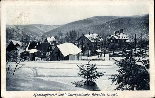 Ak Bärenfels Altenberg im Erzgebirge, Dorfpartie im Winter