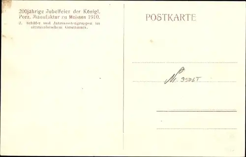 Ak Meißen Sachsen, 200 Jähr. Jubelfeier Porzellanmanufaktur 1910, Schäfer, Jahreszeitengruppe