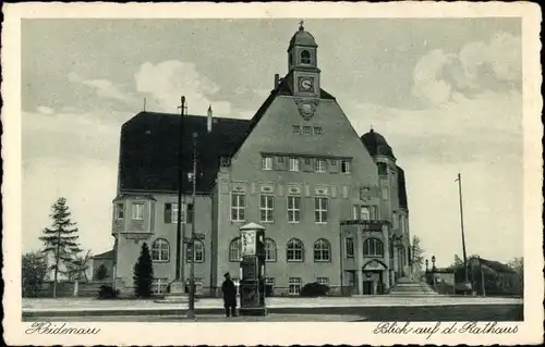 Ak Heidenau in Sachsen, Rathaus, Litfaßsäule
