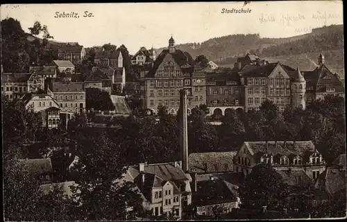 Ak Sebnitz Sächsische Schweiz, Teilansicht mit Stadtschule