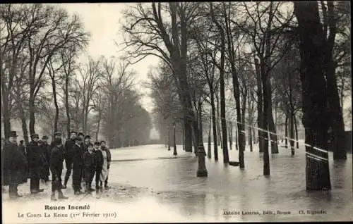 Ak Rouen Seine Maritime, Inondations 1910, Le Cours La Reine