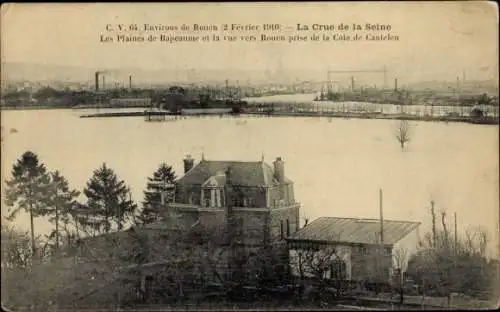 Ak Rouen Seine Maritime, Inondations Février 1910, La Crue de la Seine, Les Plaines de Bapeaume