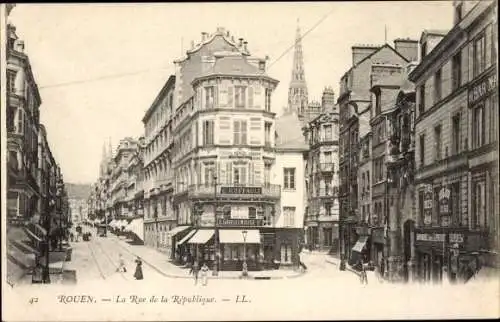 Ak Rouen Seine Maritime, Le Rue de La République