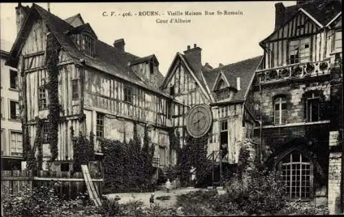 Ak Rouen Seine Maritime, Vuieille Maison Rue St Romain, Cour d’Albanie