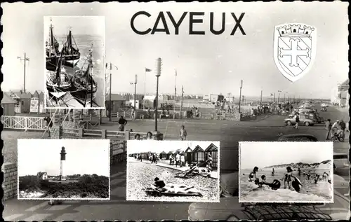 Ak Cayeux Somme, Strand, Leuchtturm, Wappen