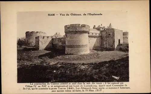 Ak Ham Somme, Vue du Chateau, de l'Esplanade