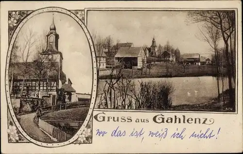 Ak Gahlenz Oederan Sachsen, Kirche, Wasserpartie