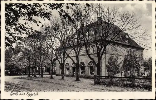 Ak Eggebek Kreis Flensburg, Gebäude mit Bäumen davor
