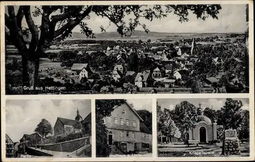 Ak Hettingen Buchen im Odenwald Baden, Gasthaus z. Linde, Ortsansicht, Kriegerkapelle