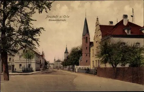 Ak Neustadt an der Orla Thüringen, Bismarckstraße, Kirche