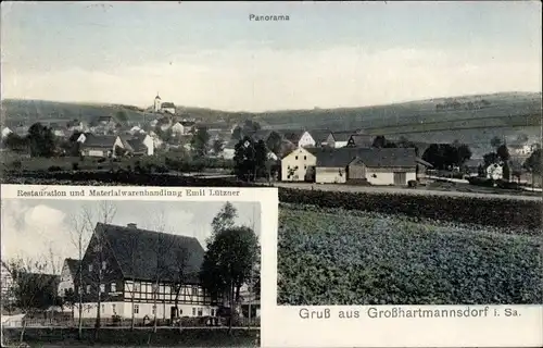 Ak Großhartmannsdorf in Sachsen, Panorama, Restauration Emil Lützner