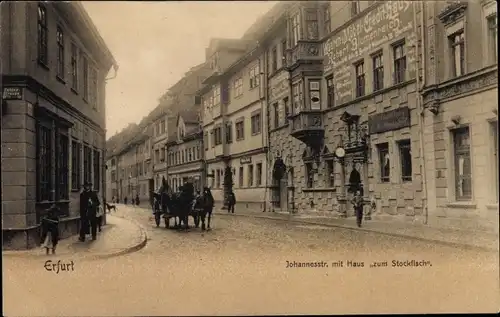 Ak Erfurt Thüringen, Johannesstraße, Haus zum Stockfisch, Futterstr., Möbelhaus Robert Blumenreich