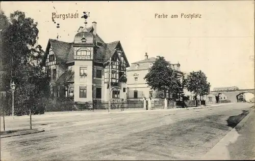Ak Burgstädt in Sachsen, Partie am Postplatz