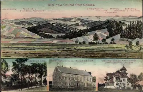 Ak Gelenau im Erzgebirge, Ortskrankenhaus, König Albert Heim, Gasthof Ober Gelenau
