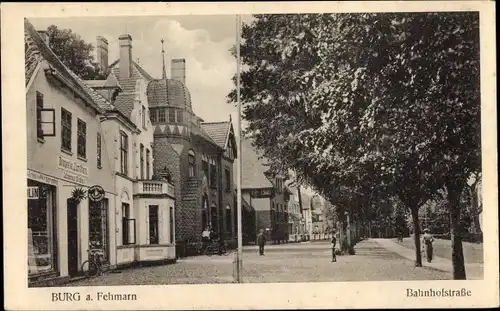 Ak Burg Insel Fehmarn, Blick in die Bahnhofstraße, Drogerie Zum Stern