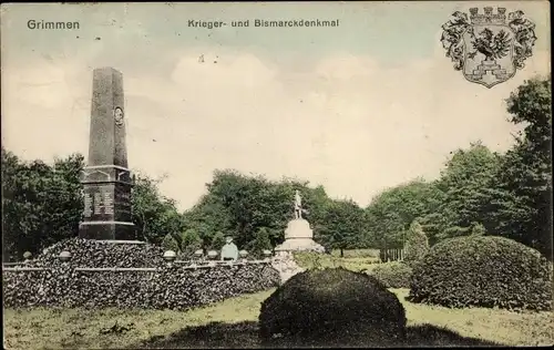 Ak Grimmen in Vorpommern, Krieger- und Bismarckdenkmal