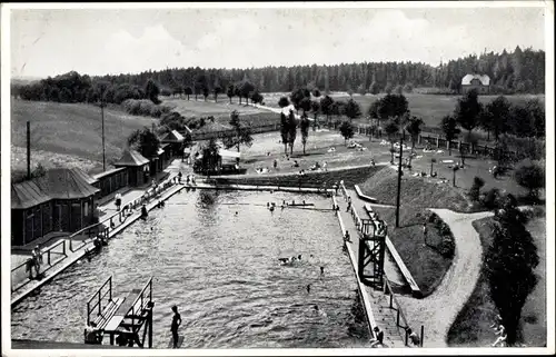 Ak Leubnitz Rosenbach im Vogtland, Freibad, Sprungturm