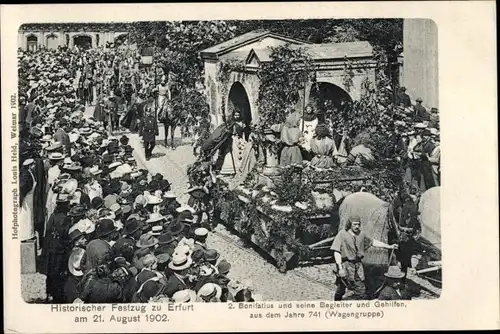 Ak Erfurt in Thüringen, Historischer Festzug 1902, Bonifatius und Begleiter 741