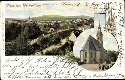 Ak Wechselburg Landkreis Mittelsachsen, Gesamtansicht, Kirche