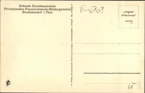 Ak Neudietendorf Thüringen, Erdmuth Dorotheenschule der Brüdergemeine, Privatlyzeum und Frauenschule