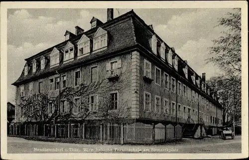 Ak Neudietendorf in Thüringen, Wirtschaftliche Frauenschule am Bismarckplatz