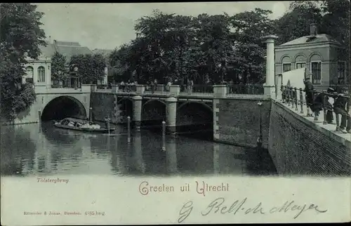 Mondschein Ak Utrecht Niederlande, Tolsteegbrug, Brücke