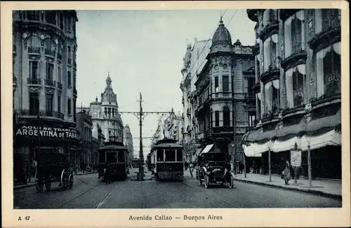 Ak Buenos Aires Argentinien, Avenida Callao, Straßenbahn