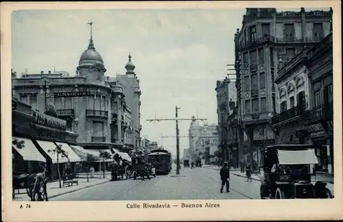 Ak Buenos Aires Argentinien, Calle Rivadavia, Straßenbahn