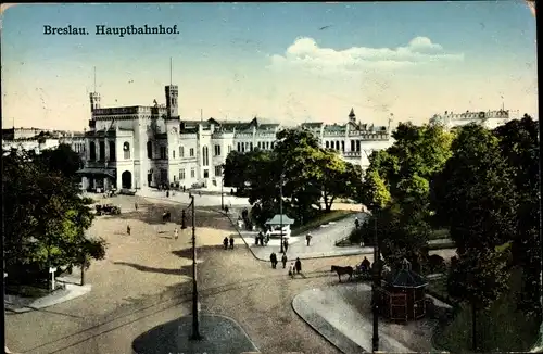 Ak Wrocław Breslau Schlesien, Hauptbahnhof