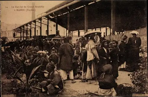 Ak Hanoi Tonkin Vietnam, Le Marché du Grand Bouddha