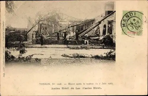 Ak Hanoi Tonkin Vietnam, apres le typhon du 7 Juin 1903, Hotel du Lac