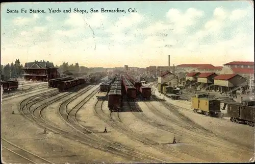 Ak San Bernardino Kalifornien USA, Santa Fe Station, Yards and Shops