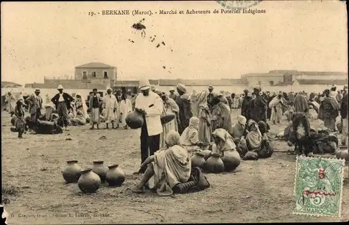 Ak Berkane Marokko, Marche et Acheteurs de Poteries indigenes, Keramikhändler, Markt