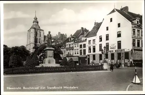 Ak Maastricht Limburg Niederlande, Boschstraat, Standbeeld Minckelers, Denkmal