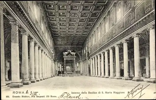 Ak Roma Rom Lazio, Interno della Basilica di S. Maria Maggiore, Kirche, Innenansicht