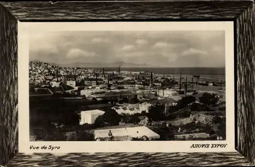 Passepartout Ak Syra Siros Syros Griechenland, Blick auf den Ort