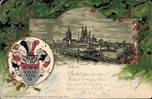 Präge Wappen Litho Köln am Rhein, Stadtansicht