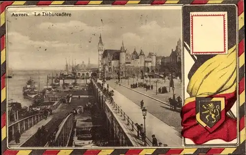 Wappen Passepartout Ak Anvers Antwerpen Flandern, Le Debarcadere