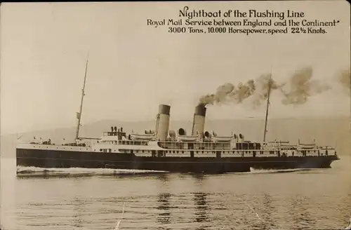 Ak Dampfer, Fährschiff, Nightboat of the Flushing Line