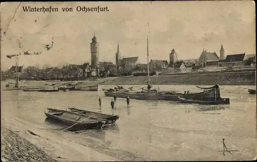 Ak Ochsenfurt am Main Unterfranken, Blick zum Winterhafen