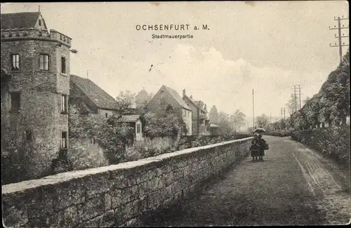 Ak Ochsenfurt am Main Unterfranken, Partie an der Stadtmauer