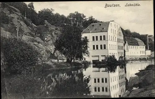 Ak Bautzen in der Oberlausitz, Lohmühle vom Wasser aus gesehen