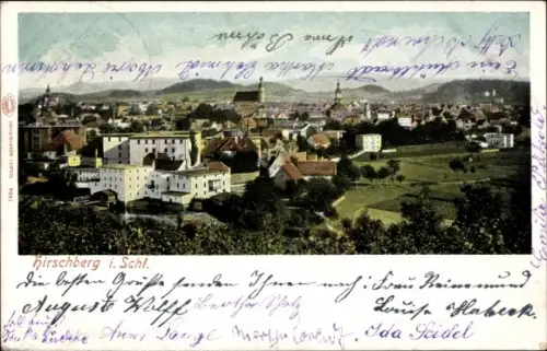 Ak Jelenia Góra Hirschberg Riesengebirge Schlesien, Panorama-Ansicht