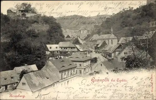 Ak Horní Krupka Ober Graupen im Erzgebirge Region Aussig, Blick zur Stadt mit Rosenburg