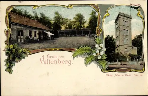 Litho Neukirch in der Lausitz, Valtenberg, Gruß vom..., König Johann-Turm